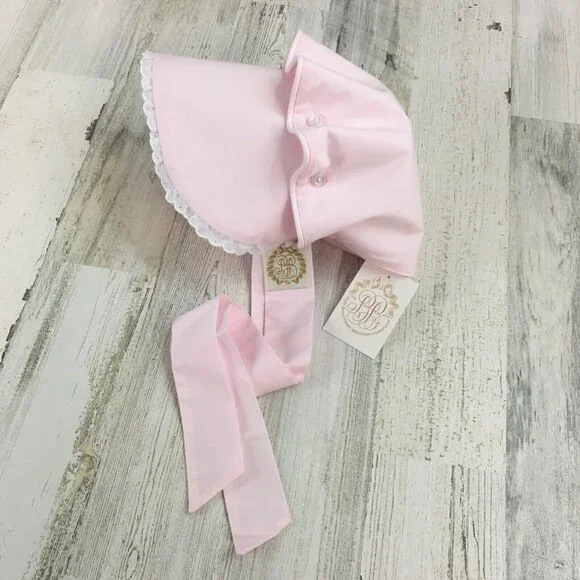 The Beaufort Bonnet Company XL 3T 4T Bellefaire Bonnet Pink Eyelet Lace Girls - Picture 1 of 14